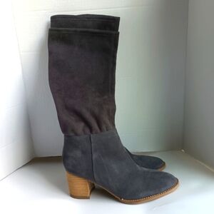 Blondo Knee High Sock Boots Womens Size 11 Gray Waterproof Suede Block Heel